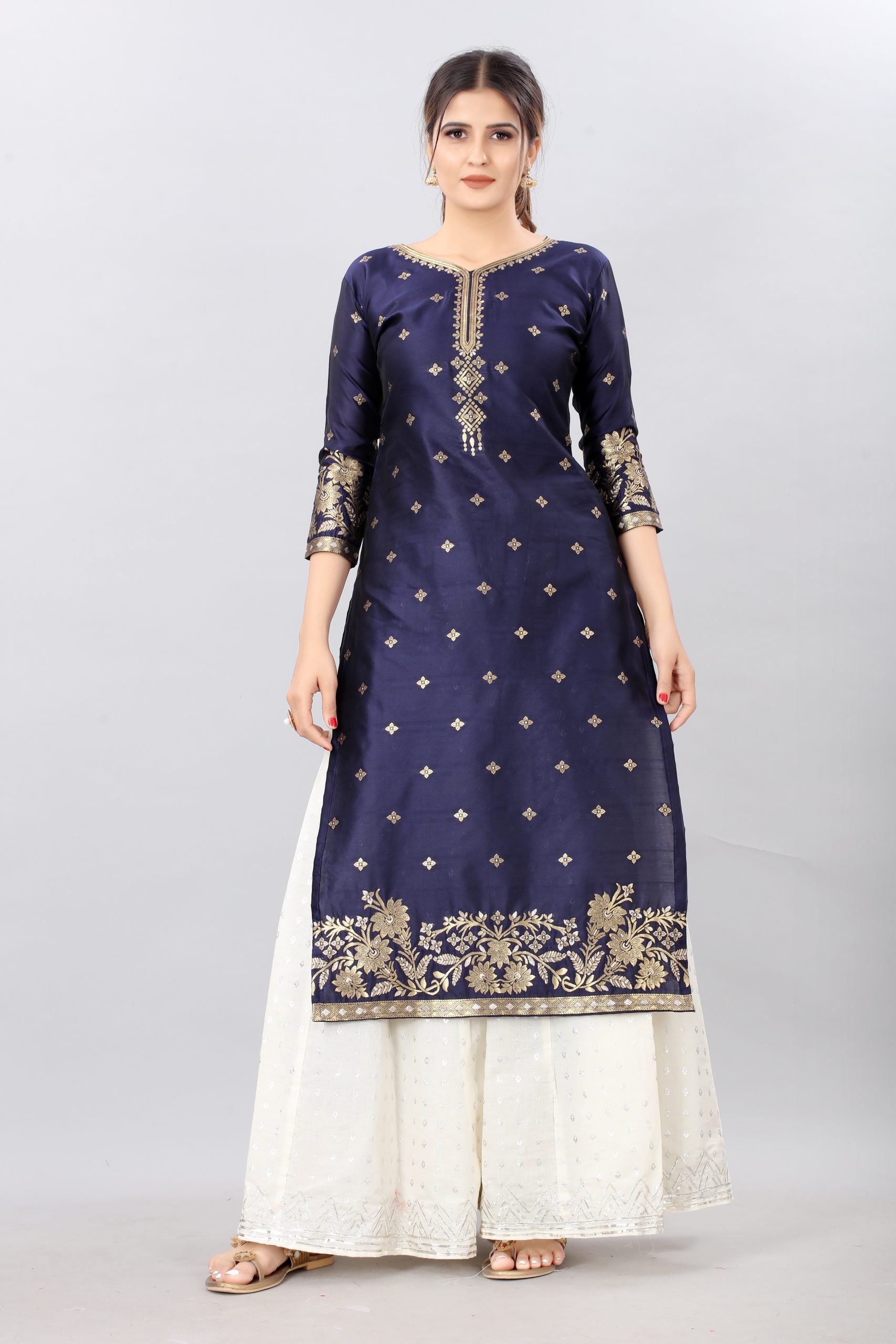 Sky Blue and Navy Blue Color Combination Party Wear Indo-Western :: MY  SHOPPY LADIES WEAR