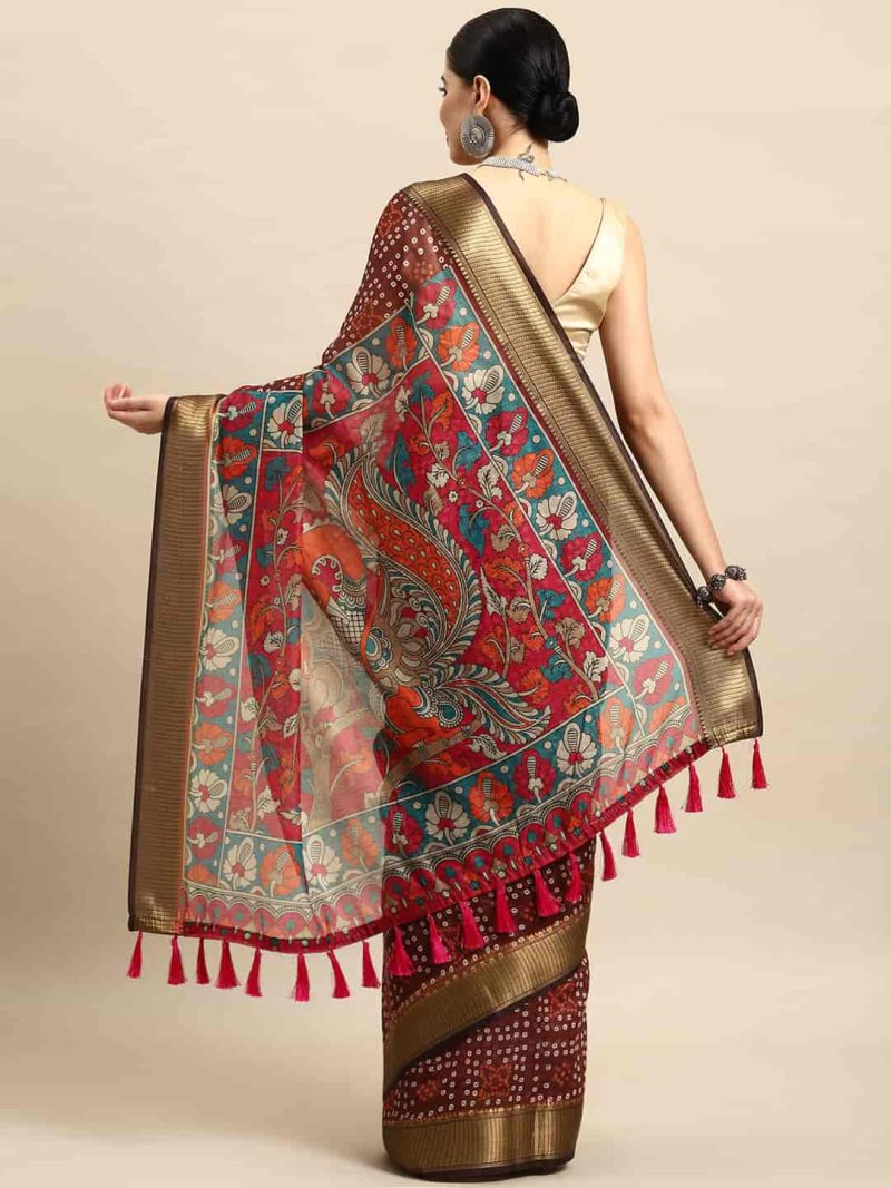 Women Kalamkari Digital Print Saree - Image 3