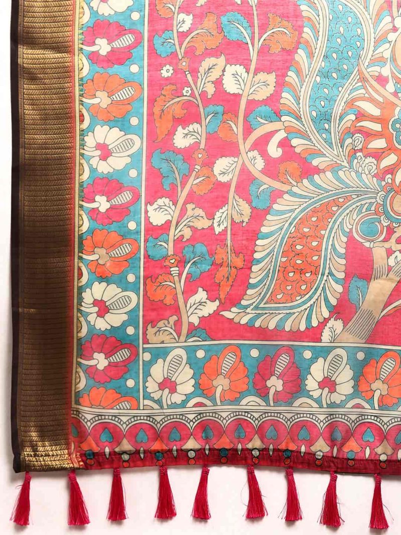 Women Kalamkari Digital Print Saree - Image 5