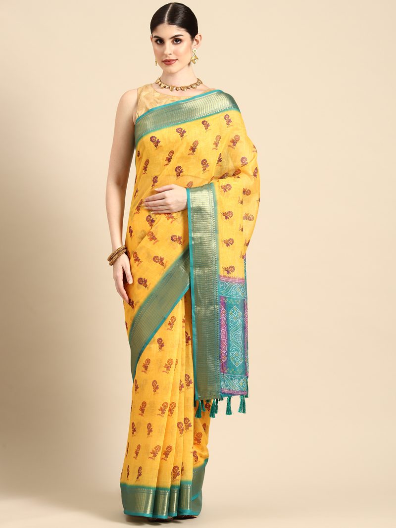 Women's Cotton Blend Digital Print Saree - Image 2
