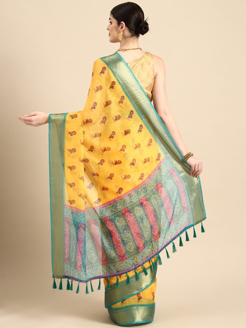 Women's Cotton Blend Digital Print Saree - Image 3
