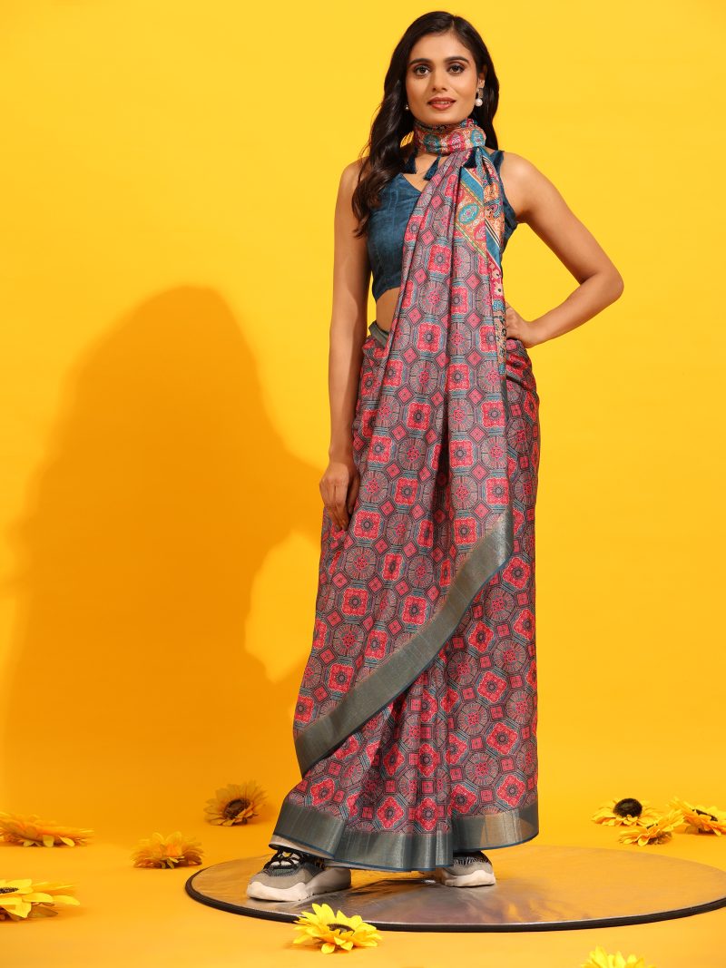 Banarasi Kota Silk Woven Saree With Unstitched Blouse Piece - Image 3