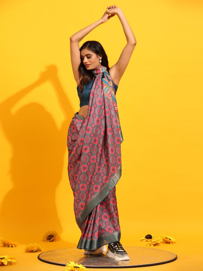 Banarasi Kota Silk Woven Saree With Unstitched Blouse Piece - Image 4