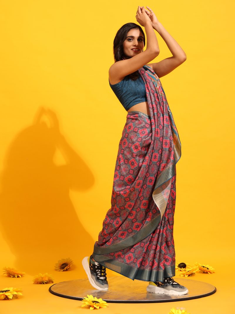 Banarasi Kota Silk Woven Saree With Unstitched Blouse Piece - Image 5