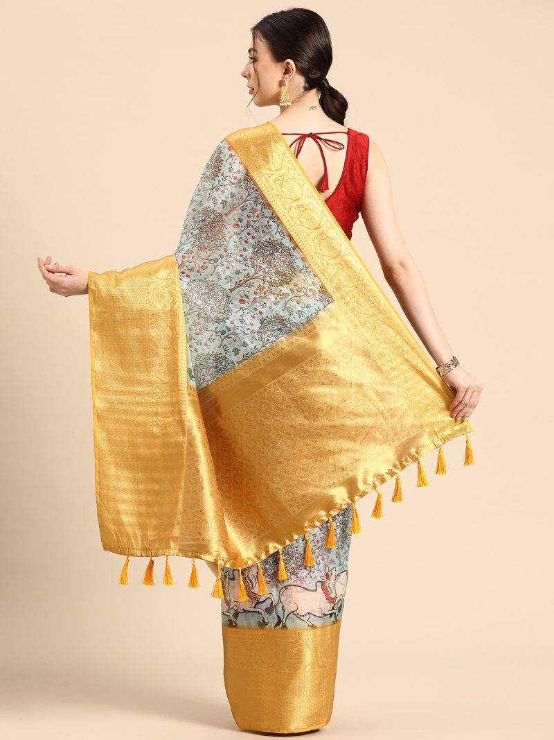 Women's Pichwai Muga Silk Digital Print Saree - Image 2